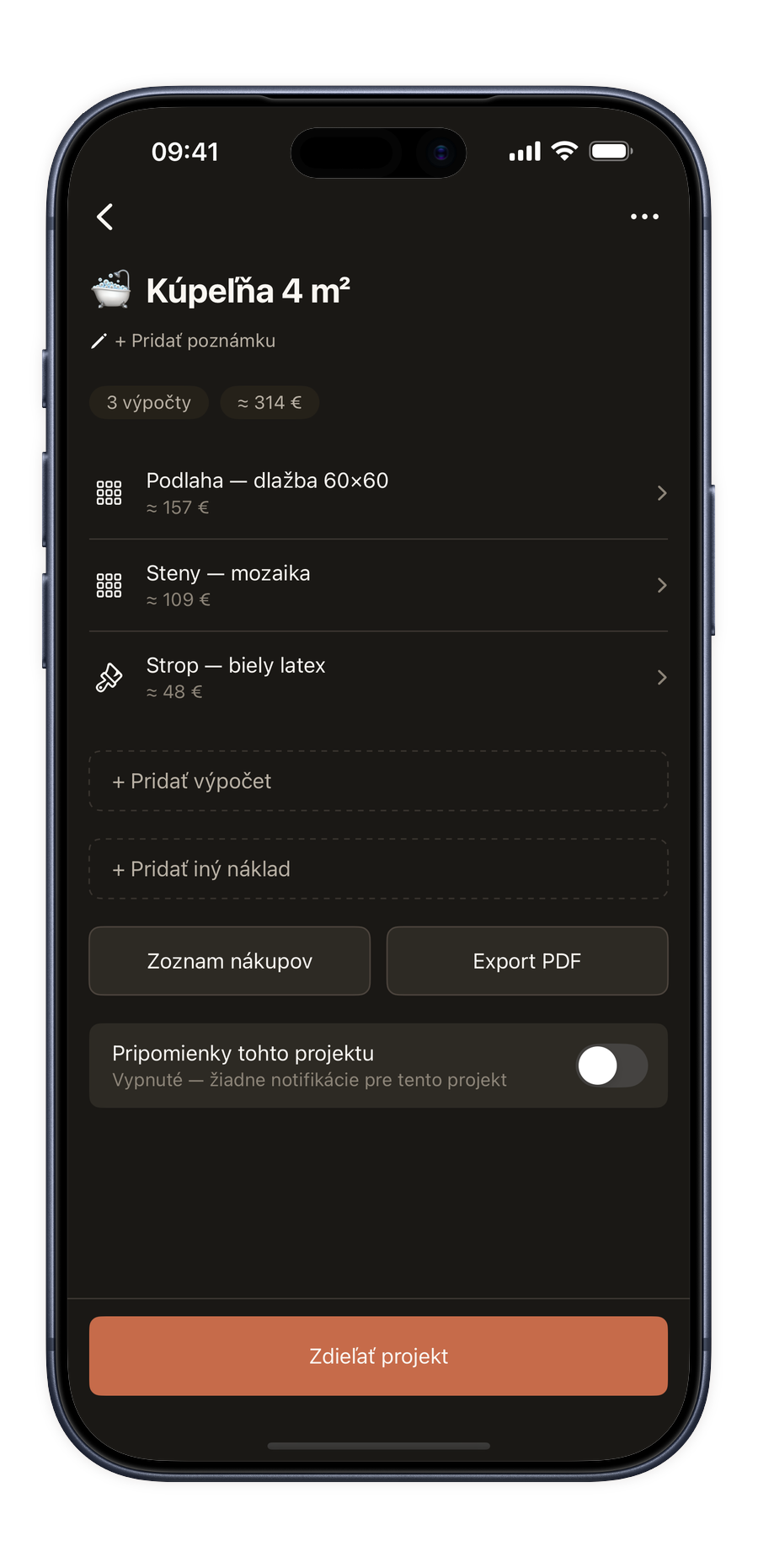Režim projektu v aplikácii Renoery